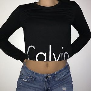 Calvin Klein Black long sleeve crop top